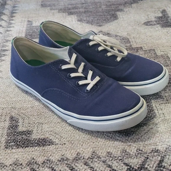 SOLD! Tory Burch Murray Canvas Grosgrain Navy/Green Women's - Picture 2 of 10